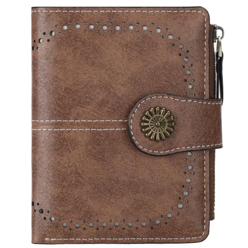 Image of Small Wallet for Women Bifold Credit Card Holder RFID Blocking with Zipper Pocket