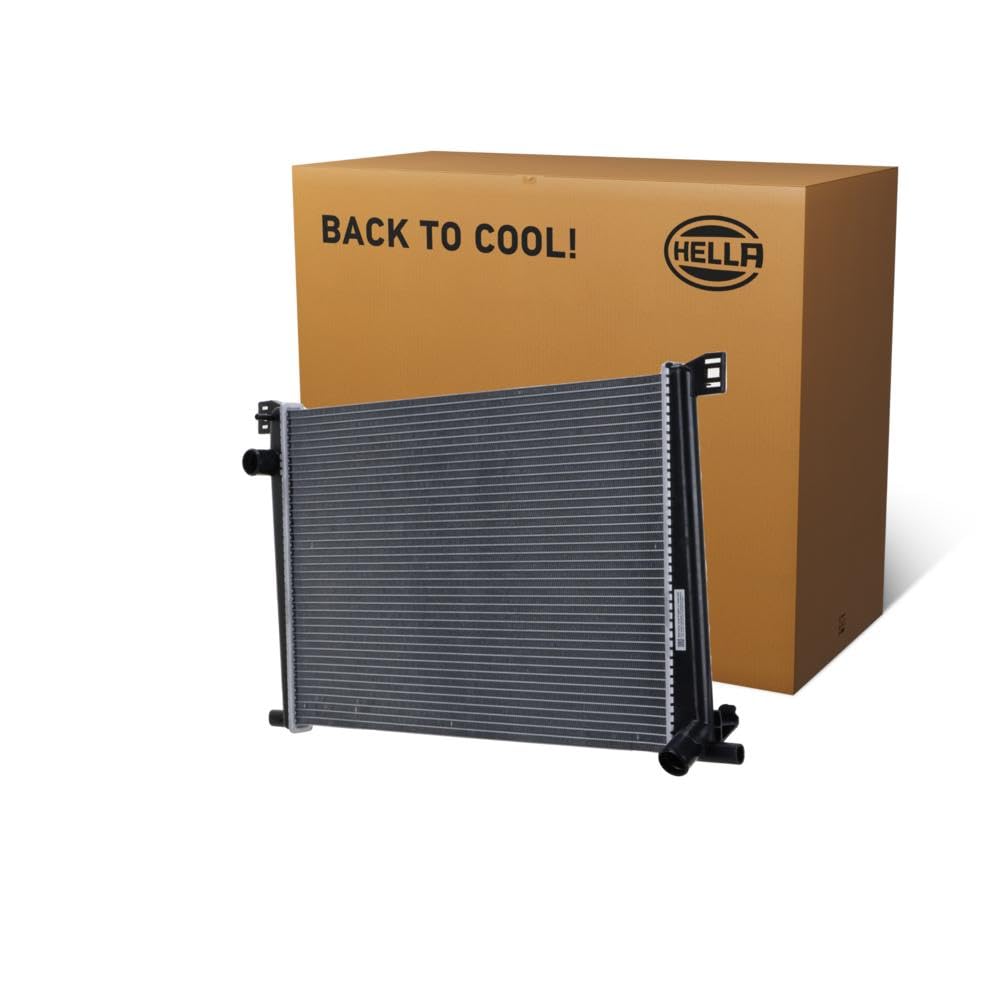 HELLA 8MK 366 300-371 Kühler, Motorkühlung - Kühlrippen gelötet - Aluminium-Kunststoff - ohne Dichtung - ohne Ausgleichsbehälter | 8MK 366 300-371 passend für Mini Cooper