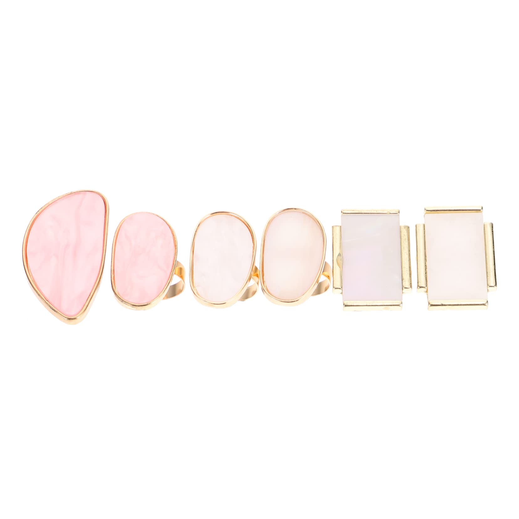 NOLITOY 6Pcs Nail Art Ring Resin Manicure Mixing Trays for Color Blending Smooth Edges Easy to Clean for Professional Home Use Fan Shapes