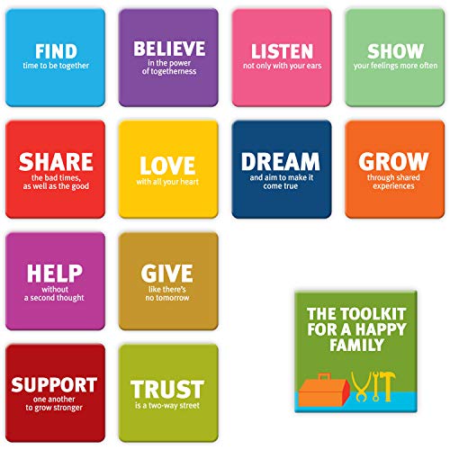 Tsoomi Magnets Family Tool Box - 12 Refrigerator Motivational Magnets in a Designed Box. Inspirational & Fun. Suitable for Any Magnetic Surface - Kitchen Decor, Fridge, White Boards, Lockers and More