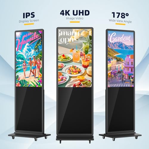 Image of 65 Inch Digital Signage Display Touchsreen, Advertising Kiosk IPS LCD Screen, Indoor Floor Standing Customizable Commercial Totem, Android System, Interactive Display Poster Auto Media Player