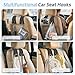 Fitnice Car Seat Headrest Hooks - 2 Pack Universal Car Purse Hook, Leather Car Bag Purse Holder with Double Metal Hooks for Handbags, Grocery Bags, Bottles, Phones