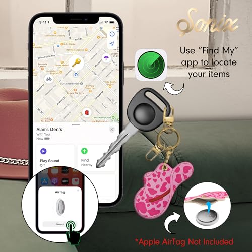 Image of Sonix Keychain Case Compatible with Apple AirTag | Protective AirTag Cover Keychain | Cowgirl