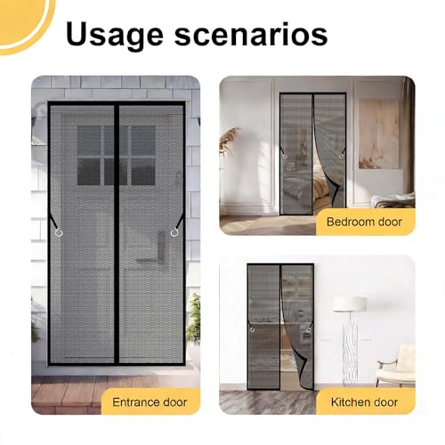 Moustiquaire de porte aimantée 96x266 cm rideau noir anti-moustique sans aucun perçage - 3