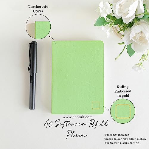 Image of NEORAH - A6 Notebook SOFT COVER|Journal REFILL |Unruled Notebook Journal | 110 GSM |160 pages (Size 14.8 cm x 10.5 cm) Planner Journaling Writing Note Taking Diary -LIGHT GREEN