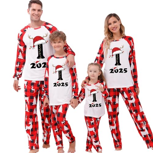 Pijama Navidad Familia Conjunto de Pijamas Familiares Navideñas Pijamas Navideños Familiar a Juego Pareja A-Z Letras Natal Estampado Camiseta y Pantalones Ropa de Dormir para Hombre Mujer Bebés Niños
