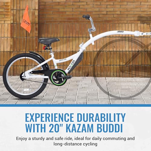 Image of KaZAM Co-Pilot Bike Trailer - 20 Inch Bike Trailer with Adjustable BMX Stem and Handlebar - Lightweight Aluminum Frame and Padded Saddle for Cycling - Perfect for Family Rides