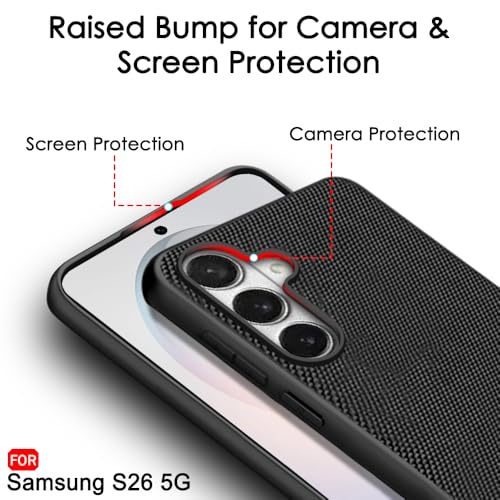 Image of TheGiftKart for Samsung S26 Case, Fabric Texture Back Cover, Slim & Lightweight, Ultra-Premium Design, Camera Protection Bump, Hybrid Slim Galaxy S26 Back Cover (PC & TPU, Black)