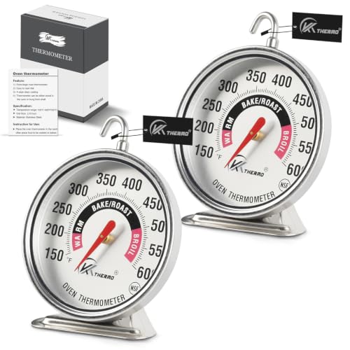 Image of Oven Thermometer 2.75-Inch Large Dial, 150-600F, NSF, Hook & Stand 2‑Pack
