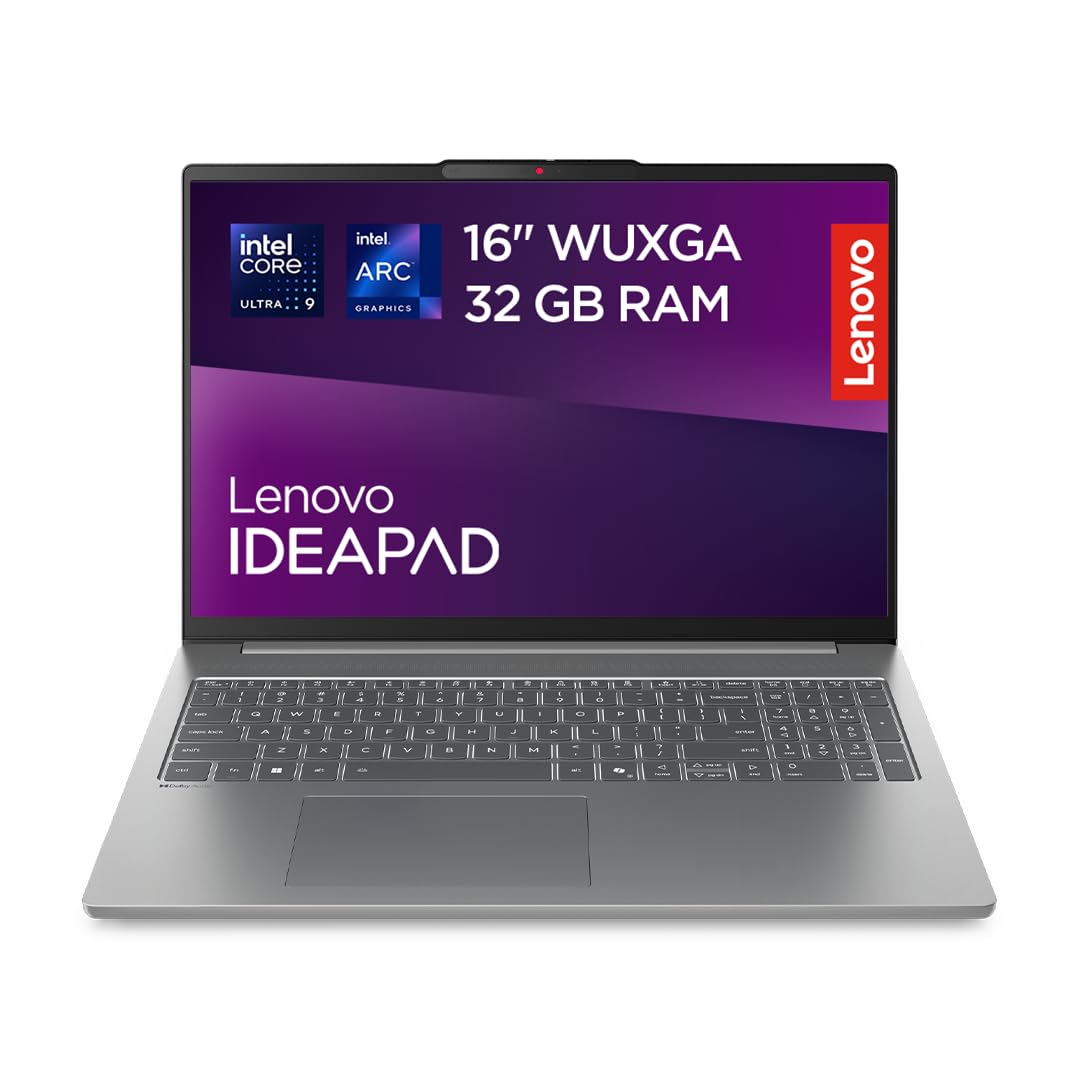 Lenovo IdeaPad Slim 5i Notebook 16" Intel Core Ultra 9 185H, 32GB RAM DDR5, 1TB SSD, Tastiera retroilluminata, IPS, Laptop in alluminio per Lavoro, Studio - Caricatore non incluso