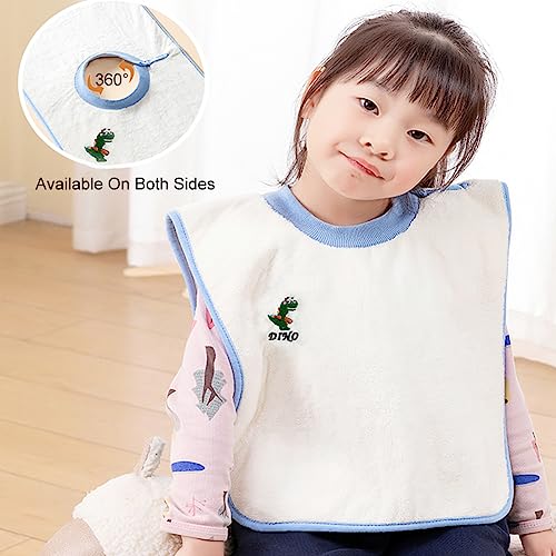 2 Pack 360 ° Rotating Baby Feeding Teething Bibs, Stay-Dry Toddler Bib, The Adjustable Baby Waterproof Bibs, Width Coverage and Pull-Over Design Bibs, for Boys Girls Newborn Unisex 3-24 Months2