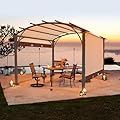 VINGLI 11.3’ x 11.3’ Outdoor Pergola with Adjustable Canopy, Aluminum Arched Patio Pergola Grape Trellis Pavilion Grill Gazebo for Backyard and Garden (Beige)