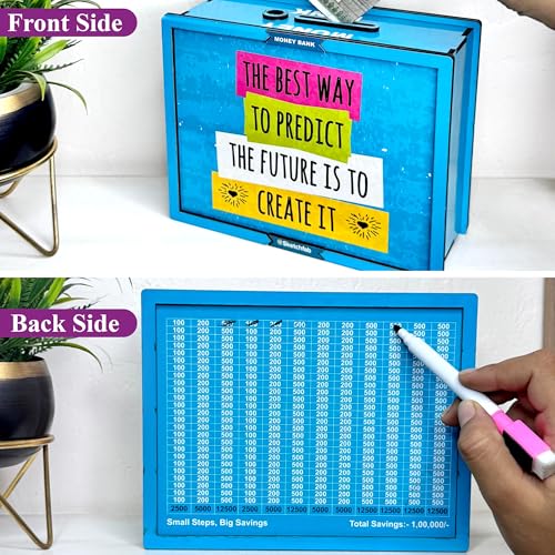 Image of Sketchfab Money Saving Box for Adult 100000, Wooden with Savings Tracker Bank Kids, Smart Piggy Bank, Box, Coin Box,Gullak Saver,Piggy Rs100000 Home Deal Gift Man, Women (The Best Way)