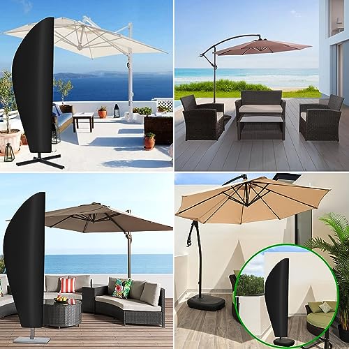 Outdoor Patio Umbrella Cover for 9ft to 11ft Garden Umbrellas, 210D Waterproof Large Offset Cantilever Umbrella Covers Parasol Cover with Rod and Zipper - Image 3