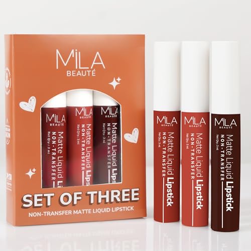 Image of Mila Beaute Matte Set of 3 Lipstick for Women I Long Lasting & Lightweight I Rich Pigment I Glides Smoothly (Nudes & Browns)