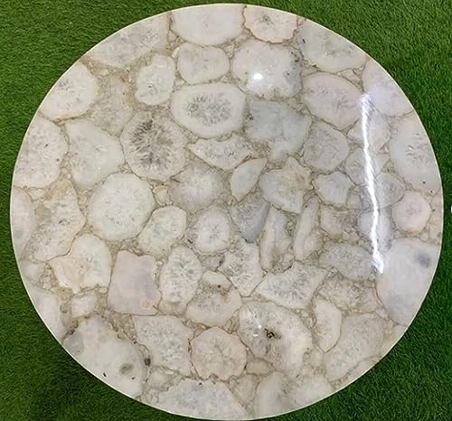 Table basse en agate blanche style royal d'exception pour salon chic - 2