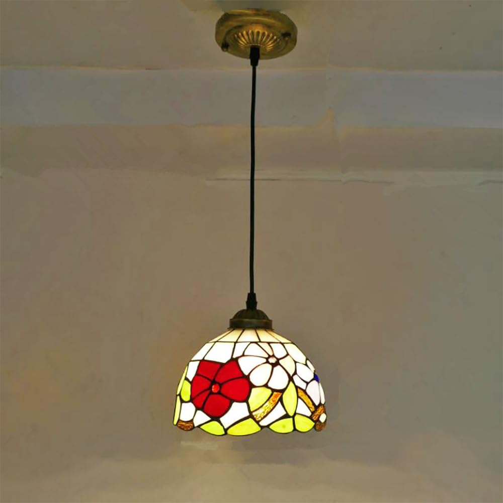 SXWNBIFH European Color Glass Chandelier Vintage Creative Pendant Lamp Home Restaurant Bar Hotel Corridor Bedroom BedHead Pendant Lamp (J D20CM)