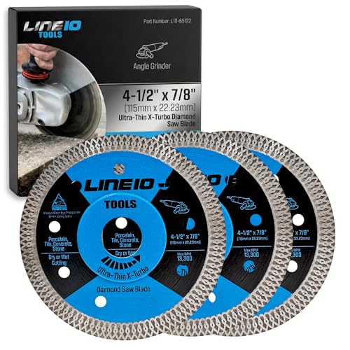 LINE10 Tools 3pk 4.5 Inch Diamond Saw Blades for Angle Grinder
