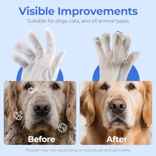 Image of Pet Cleaning Glove Wipes for Dogs & Cats, Hypoallergenic Deodorizing Disposable Bathing Wipes,No-Rinse Grooming Wipes,Perfect for Pet Dry Cleaning,Daily Care and Travel, Coconut Scent, 24 pcs