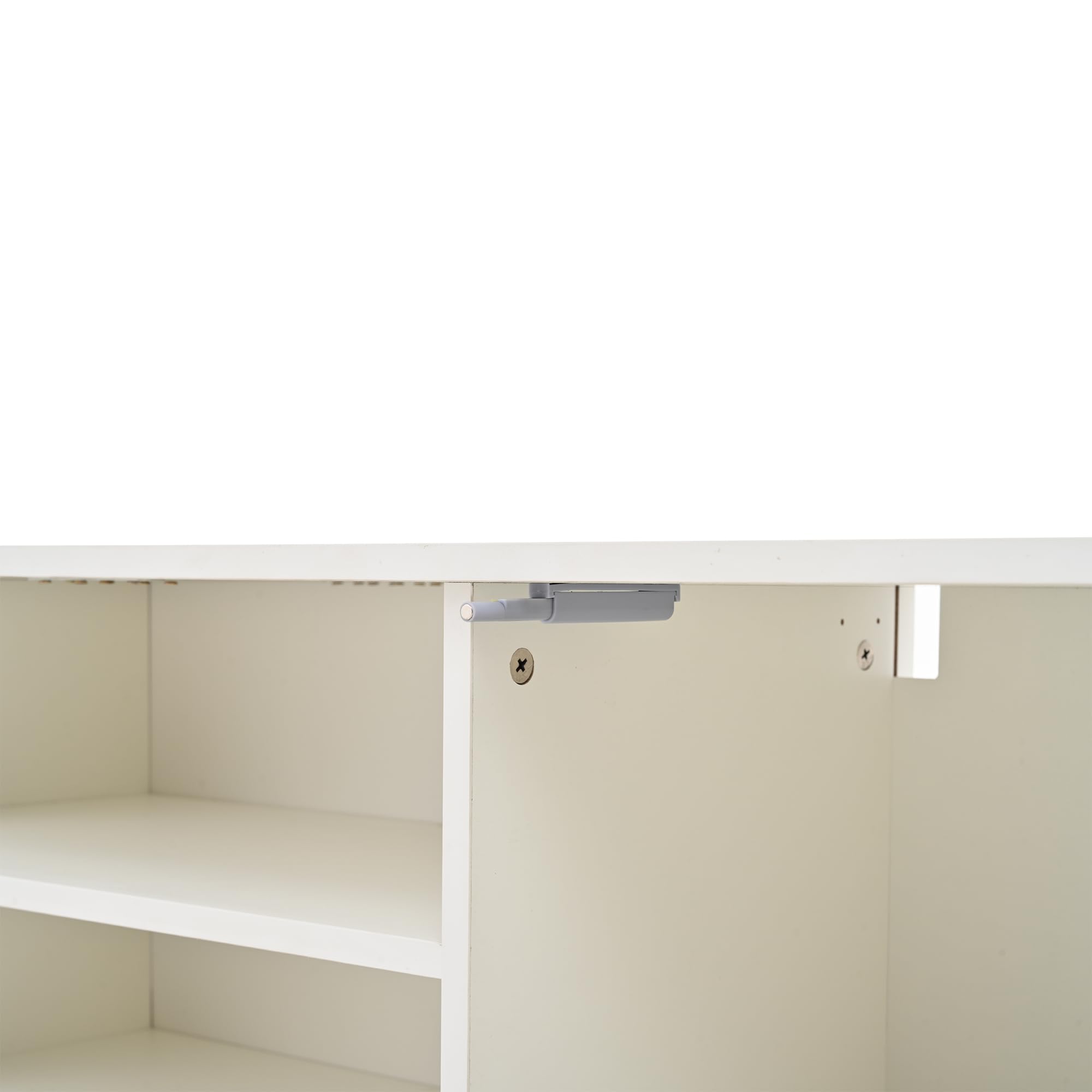 MURUL Set da parete per TV, 4 pezzi, 180 x 35 x 33,5 cm, bianco, con vetrine e supporto flessibile, per TV fino a 80 pollici