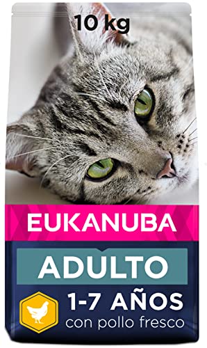 Eukanuba Alimento seco para gatos adultos, rica en pollo fresco, 10 kg