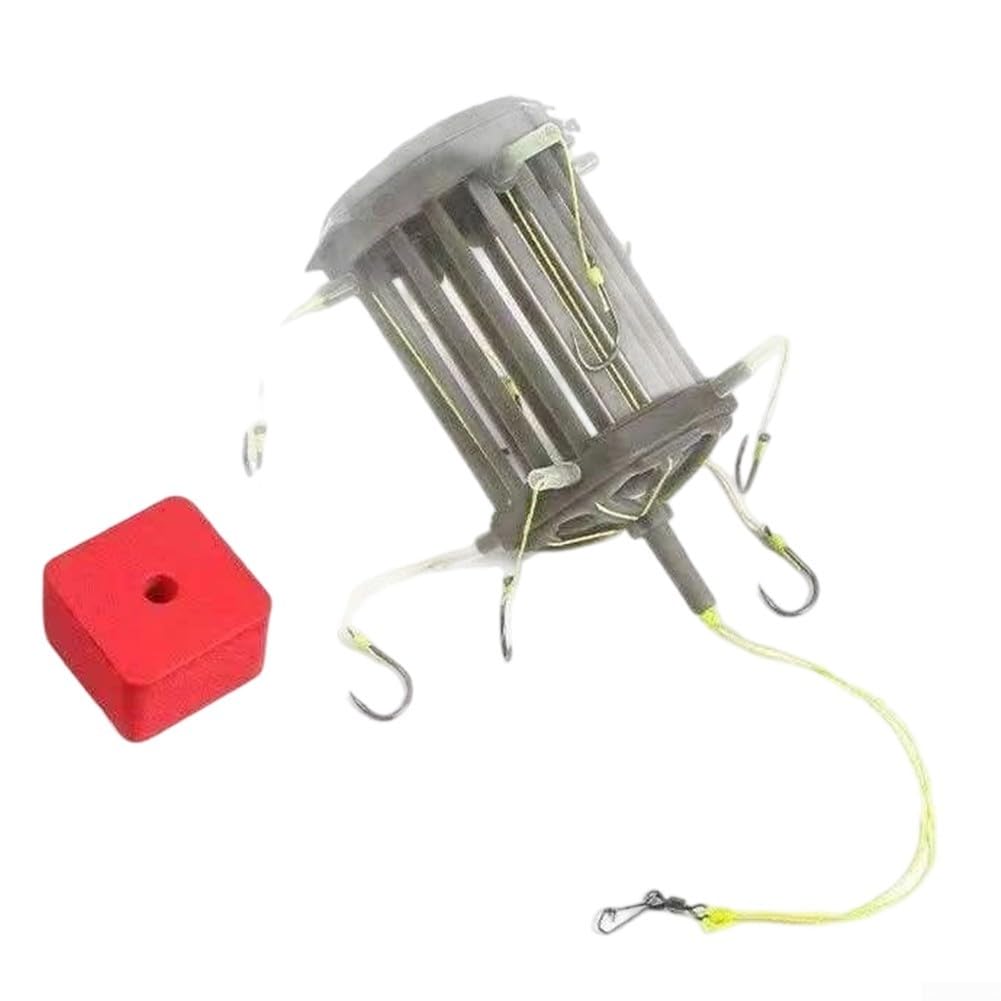 ZUZZEE Carbon Steel 8-Hook Bottom Fishing Feeder Cage, 360 Degree Rotating Bait Holder Rig for Carp Coarse Angling(8)
