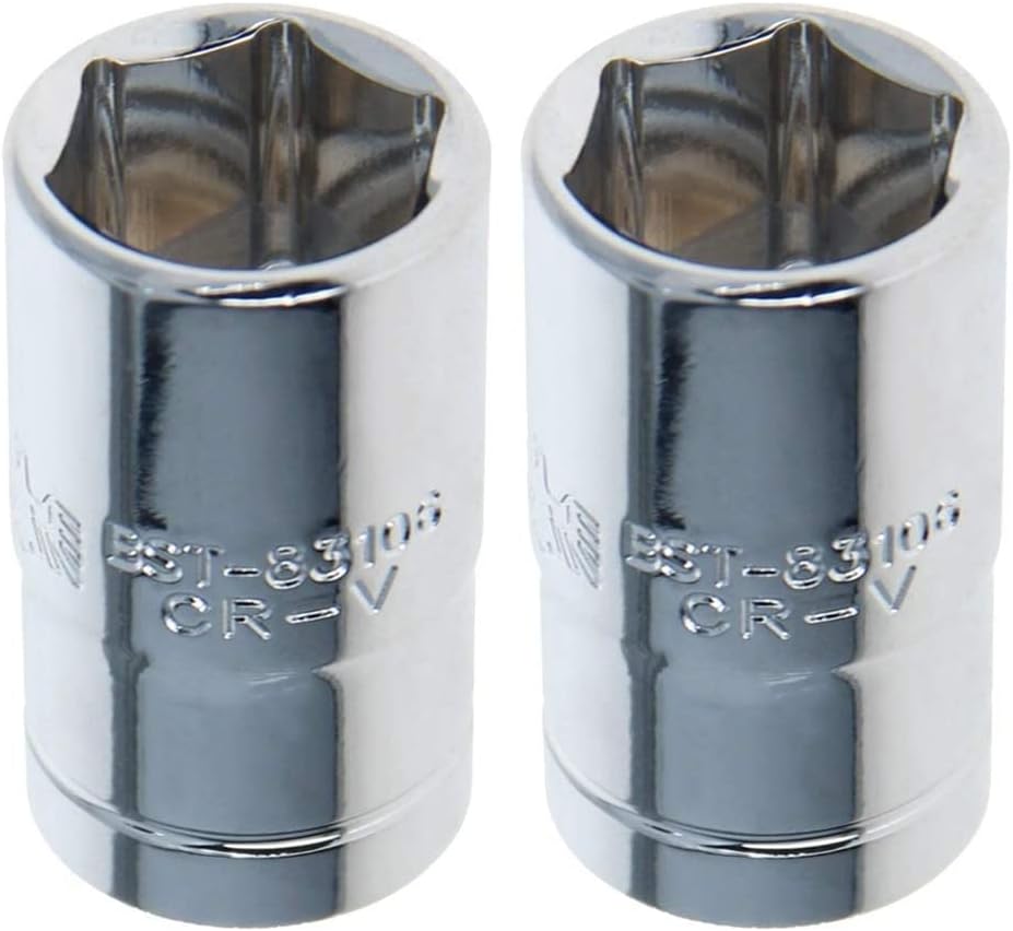 Auniwaig 2pcs Shallow Socket, 1/2 Inch Drive x 5/16 Inch, 6-Point Socket, Imperial, Cr-V