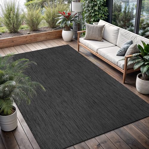 Tapete lavable para interior y exterior 8x10 gris oscuro miniatura 1