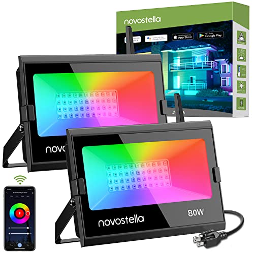 NOVOSTELLA 80W Smart LED Flood Lights, RGB, Second-Generation WiFi Outdoor