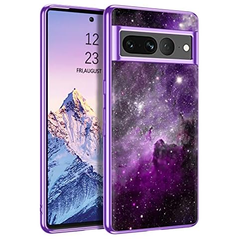 DUEDUE Case for Google Pixel 7 Pro, Glow in the Dark Ultra Slim Fit Shockproof Protective Silicone Nebula TPU Anti Scratch Bumper Protection Pixel 7 Pro Luminous Case Cover, Purple Cover