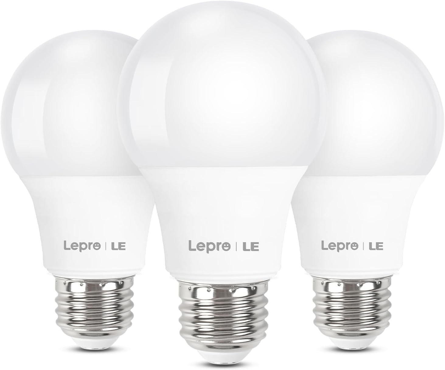 Lepro Bombillas LED equivalentes a 60 W, 9 W, 800 lúmenes no regulables, luz blanca diurna 5000 K, base media estándar A19 E26, 10000 horas de vida