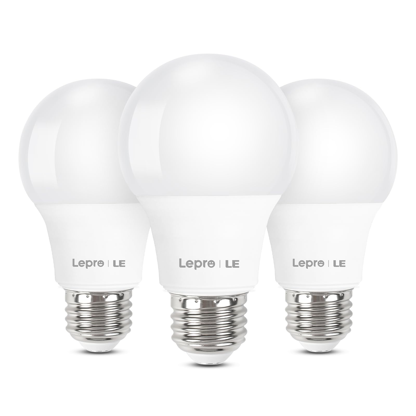 Lepro LED Light Bulbs 60 Watt Equivalent, 9W 800 Lumens Non-Dimmable, Daylight White 5000K, A19 E26 Standard Medium Base, 10000 Hour Lifetime 3 Count