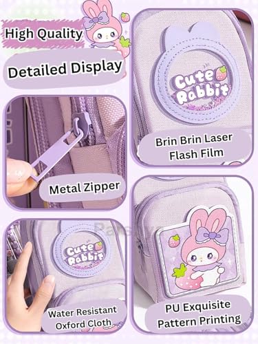 Image of Creamy Bear Pencil Case with Eraser, Large Capacity Pouch | Cute bear-themed pencil case with retractable eraser, spacious storage and multiple compartments for stationery.