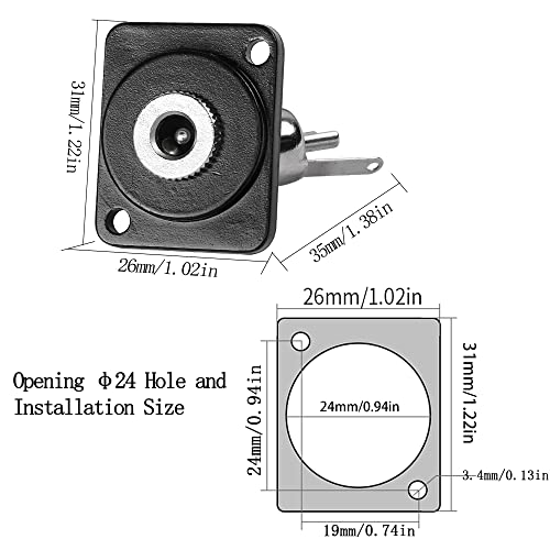 QIANRENON Adaptador Jack Panel DC 5.5mm x 2.5mm miniatura 7