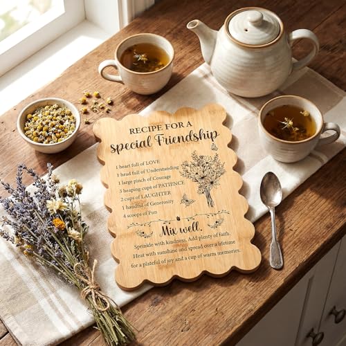 Tabla de Cortar de Bambú con Borde Escalopado y Diseño Floral para Mujer, Ideal como Regalo para Amigas, Madres o Abuelas — 33 x 22 cm miniatura 3