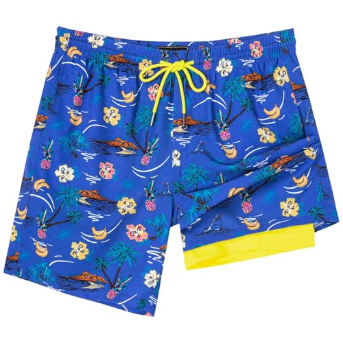 Image of SURF CUZ Mens Swim Trunks with Compression Liner Swim Shorts 7 inch Swimming Trunks Stretch 7 Inch Swim Suits Quick Dry