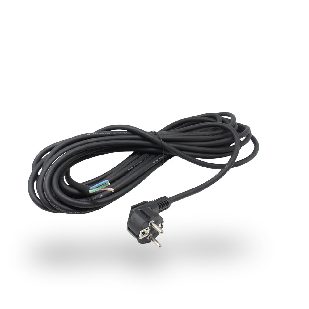 MisterVac Cavo Alimentazione Ricambio 8 Metri Per Top Craft TC-NTS 30A – Spina Schuko – 3G1,5 Mm²