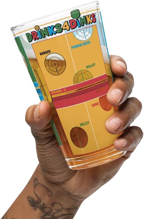 Drinks4Dinks Pint Glass Pickleball Game - Gifts for Pickleball Players Drinking Game with A Pickleball Twist and Beer Cups 2 Pack