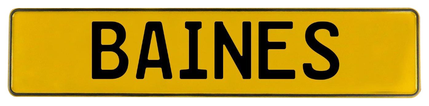Vintage Parts 593556 Baines イエロー スタンプ アルミニウム ストリート サイン Mancave