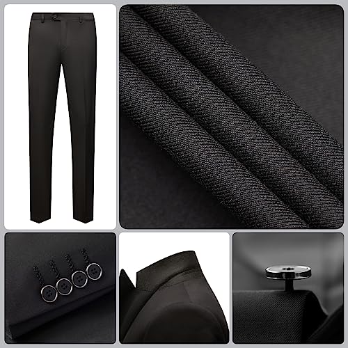 Tuxedo for Men 3 Piece Slim Fit Blazer Single Breasted Vest Wedding Suit for Men Tuxedos Formal Prom Suits Black - Thumbnail 4