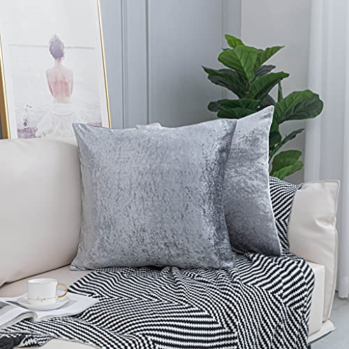 ROOEE Crushed Velvet Cushion Covers Pack of 2 Color - Silver Size - 50 cm x 50 cm
