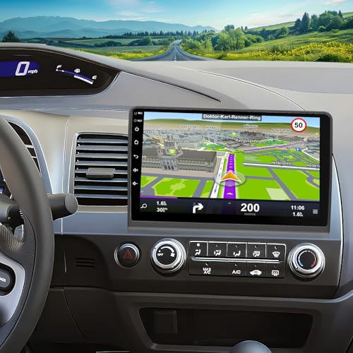8 Core 4+128GB Car Radio for Honda Civic 2006-2011 with CarPlay Android Auto, 1280 * 720P IPS Touch Screen Android 14 Civic Stereo with GPS WiFi Bluetooth Voice Control EQ Backup Camera