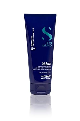 Alfaparf Milano Semi Di Lino - Acondicionador anti naranja azul marrón, castaño y oscuro – Acondicionador seguro de color para cabello dañado – Sin