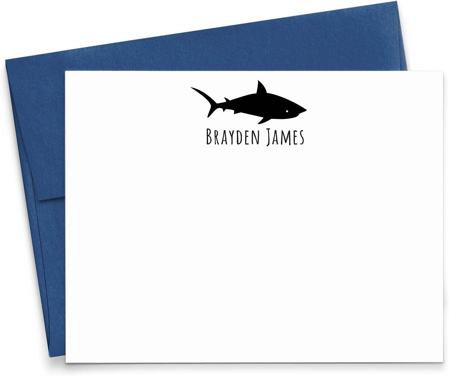 Personalized Shark Stationary, Shark Thank You Cards with Envelopes, Shark Note Cards, Boys Stationary Set with Envelopes, Personalized Stationary for Boys Stationery, Choice of Colors and Quantity