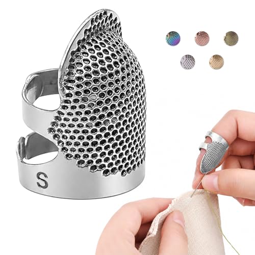 Image of Thimbles for Hand Sewing, Sewing Thimble Kit, Metal Finger Protectors, Thimble Ring for Hand Quilting and Embroidery(Silver,1Pcs,Small)