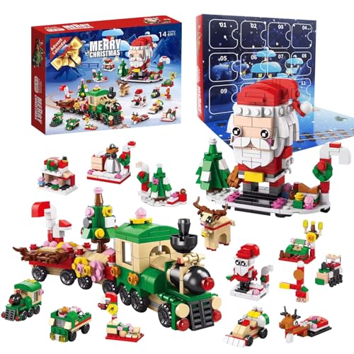 Christmas Advent Calendar 12 IN 1 Santa Claus Train Building Blocks DROPS TO - image 1