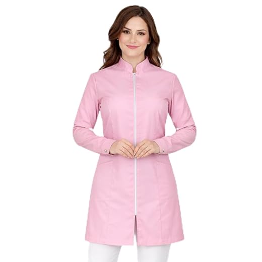 Jaleco Feminino Manga Longa Profissional Oxford Acinturado com Zíper Uniforme Hospitalar Clinica Médica Efermagem Veterinária Assistente Saúde
