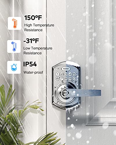 Teeho Keyless Entry Door Lock With Handle, Electronic Keypad Deadbolt Door Locks Handle Lever, Front Door Lock Set, Digital Door Lock, Auto-Locking, Anti-Peep Code Door Handle Lock, Satin Nickel #TOP5