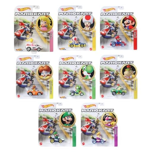 Hot Wheels Mario Kart Die-Cast Character Cars Collection, Set of 8, Nintendo Gaming Vehicles GBG25-957M