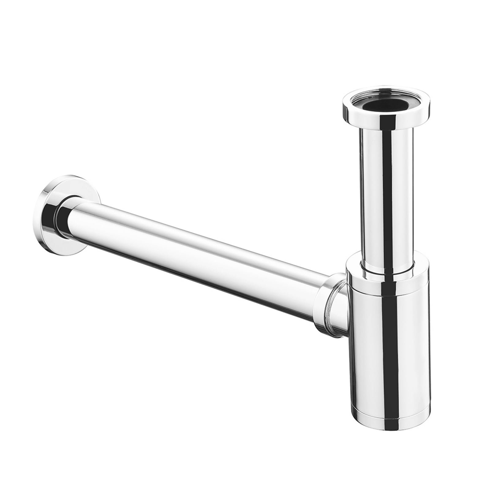 Cymmiyt Chrome Basin Waste Zinc Alloy Wash Basin Wall-Mounted Wall Drainage Pipe Basin Air-Tight And Odor-Proof Drain Pipe(Chrome)